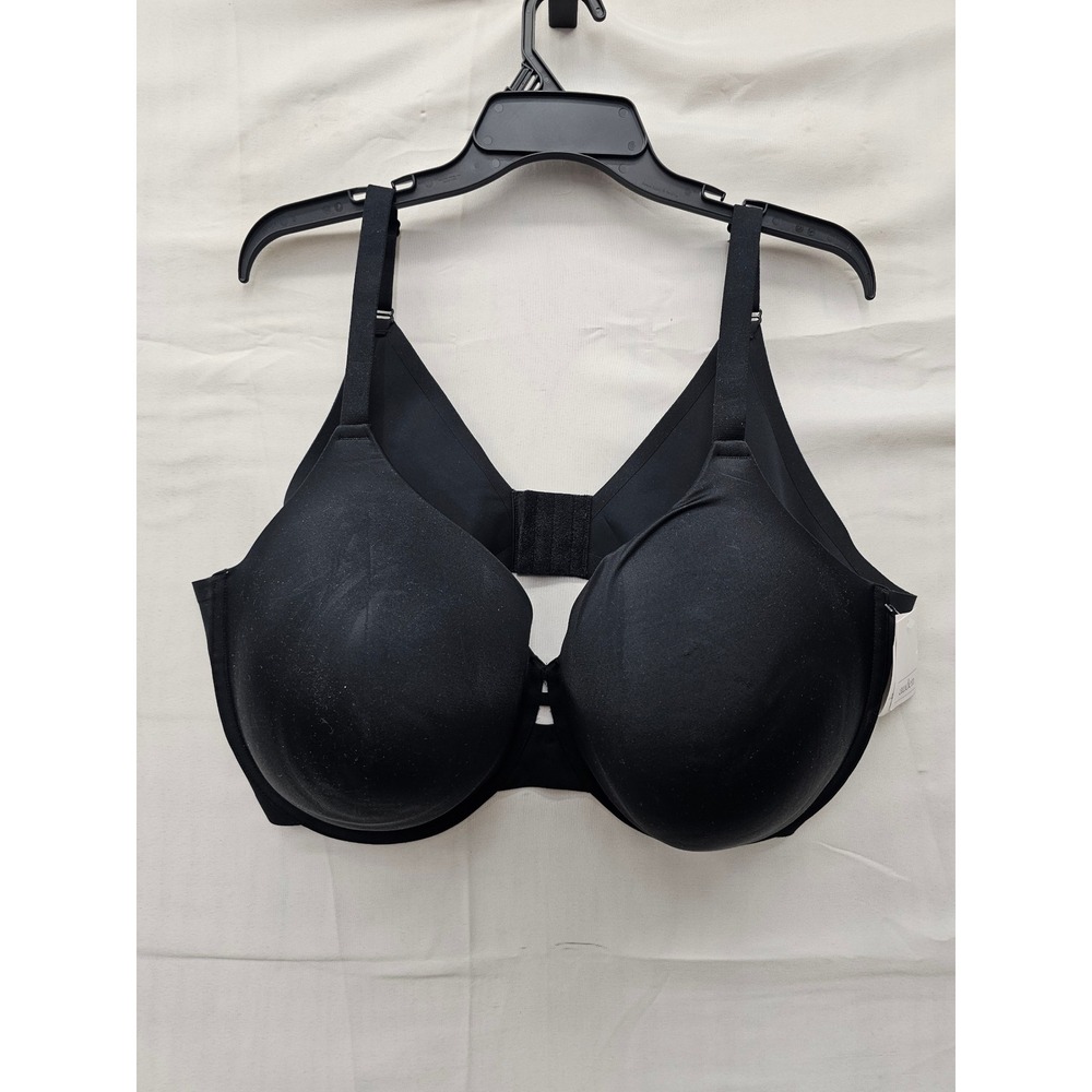 Auden Womens Lightly Lined Full Coverage Bra Black Nylon Blend Casual Size 46DDD